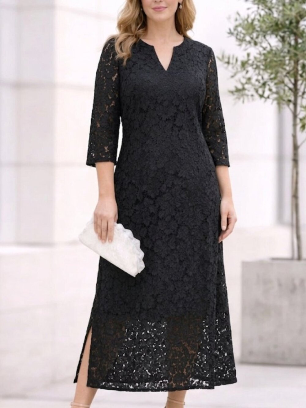 NWT Tuckernuck Jamie Eyelet Midi Dress V-Neck Lined Black Floral Lace Size S